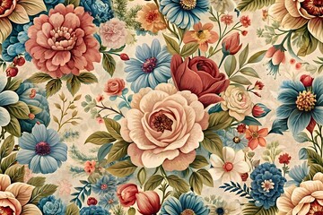 Enchanting Watercolor Floral Pattern – A Seamless Fusion of Vintage Elegance and Modern Charm