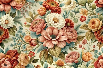 Enchanting Watercolor Floral Pattern – A Seamless Fusion of Vintage Elegance and Modern Charm