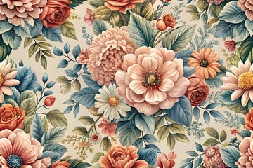 Enchanting Watercolor Floral Pattern – A Seamless Fusion of Vintage Elegance and Modern Charm