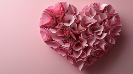 Beautiful Pastel Pink Paper Heart Texture on Soft Pink Background for Decorations