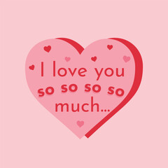 Romantic Valentine’s Day Card with Heart and Love Message, A cute and romantic Valentine’s Day card featuring a pink heart, Small decorative hearts add to the charm. Perfect for love letters