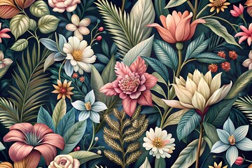 Enchanting Watercolor Floral Pattern – A Seamless Fusion of Vintage Elegance and Modern Charm