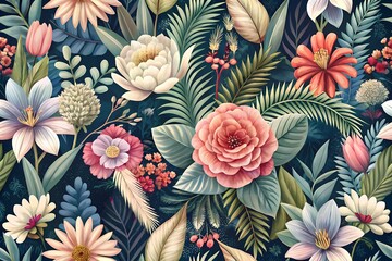 Enchanting Watercolor Floral Pattern – A Seamless Fusion of Vintage Elegance and Modern Charm