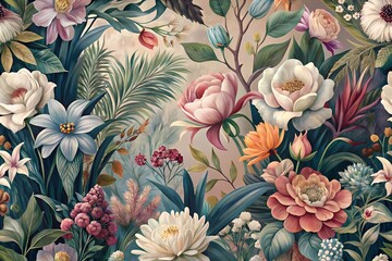 Enchanting Watercolor Floral Pattern – A Seamless Fusion of Vintage Elegance and Modern Charm