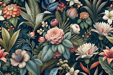 Enchanting Watercolor Floral Pattern – A Seamless Fusion of Vintage Elegance and Modern Charm