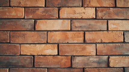 Obraz premium Textured brick wall featuring a mix of orange and brown tones, providing a rustic and industrial aesthetic.