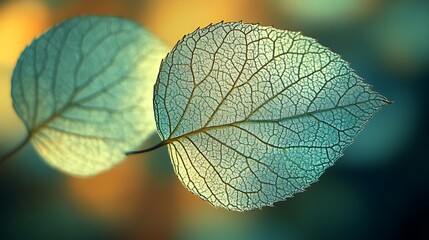Obraz premium Delicate Leaves Backlit Showing Vein Structure