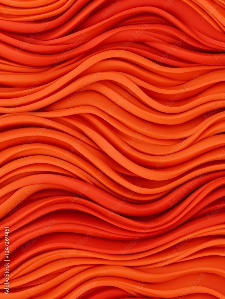 Poster abstract 3d clay texture with overlapping shapes and flowing curves in warm orange