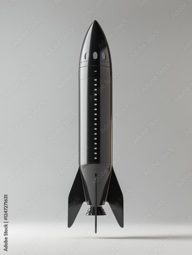 Poster launching rocket on gray background. startup and entrepreneurship concept. 3d rendering.