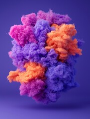 Obraz premium Vibrant 3D Clay Art Creation with Colorful Swirls and Textures on Purple Background