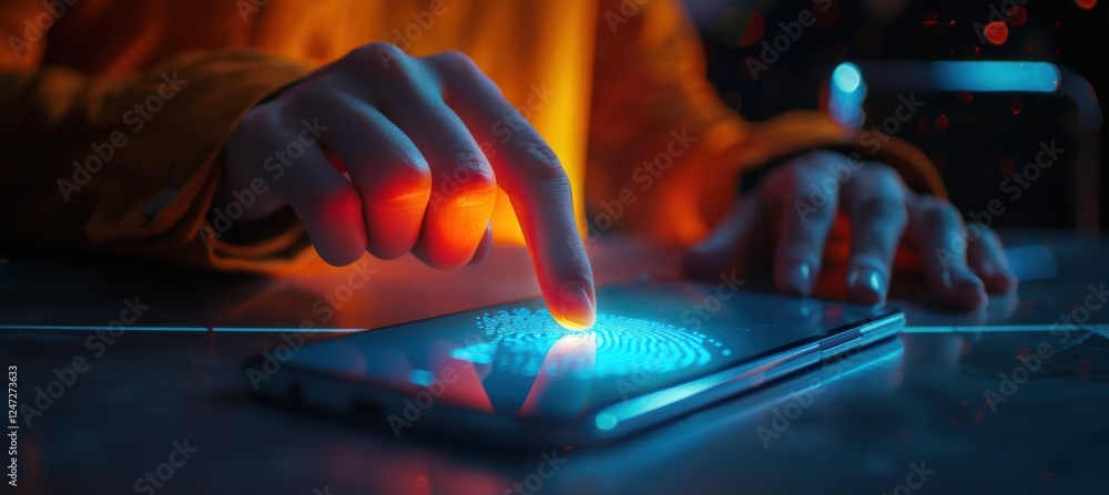 Poster secure mobile payment with fingerprint technology for modern transactions