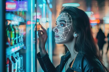 Secure Payment Technology: Facial Recognition at a Futuristic Vending Machine