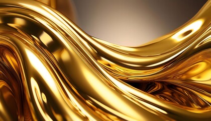 Glossy gold metal fluid glossy chrome mirror water effect abstract background. Golden splash surface wallpaper design
