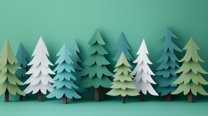 Obraz premium Colorful Paper Craft Forest Illustrating the Importance of Reforestation Efforts