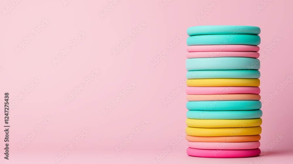 Poster colorful pastel puzzle design stacks displaying modern integration concepts