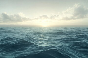 Obraz premium Calm ocean waves at sunrise reflecting soft light on tranquil waters