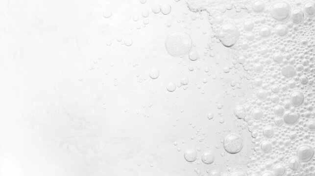 Sparkling bubbles clustering, creating foamy texture against pristine white surface. Vibrant effervescence capturing dynamic movement with crisp visual clarity