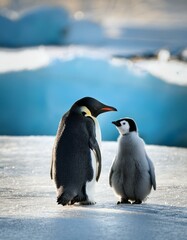 Naklejka premium emperor penguin family, AI generated