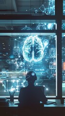 Futuristic concept of artificial intelligence and innovation for ideas month