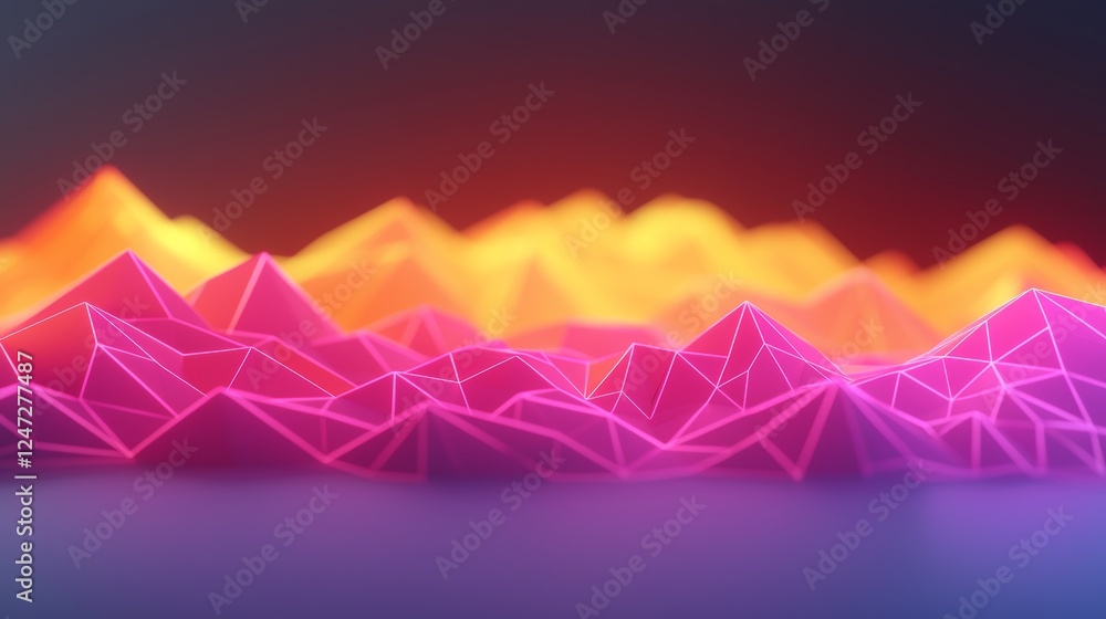 Poster vivid abstract design featuring sharp edged polygons in bright colors