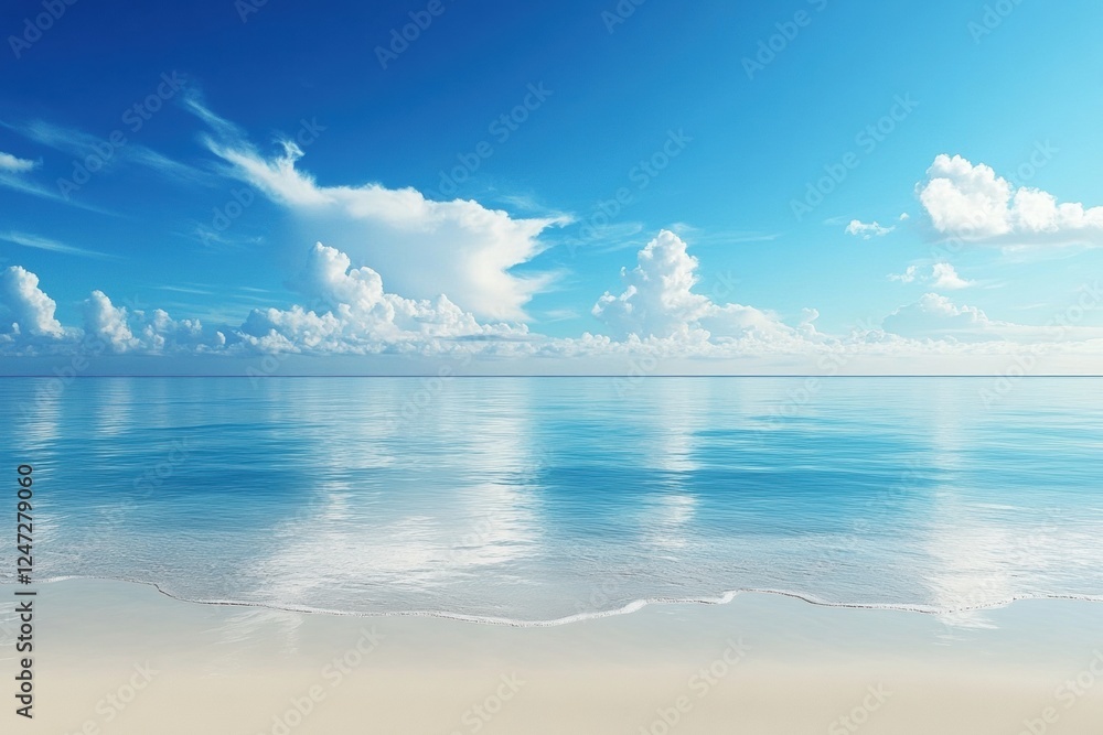 Aufkleber tranquil ocean view with clear blue skies and gentle waves lapping at a sandy shore during a sunny d