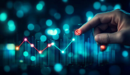businessman touching virtual screen on hexagon