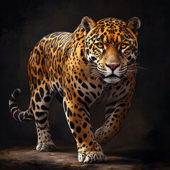 Obraz premium Golden Jaguar on black background