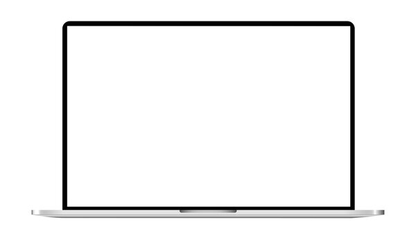 High-resolution PNG laptop mockup with a transparent background and empty display, ready for your creative projects