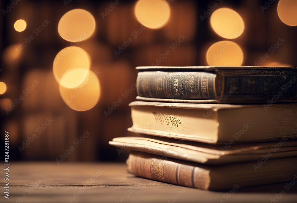 Poster old background bokeh vintage books beautiful book school table aged layout deck read study college l