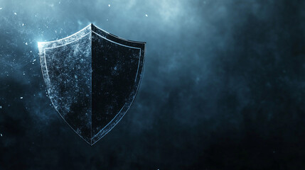A minimalistic shield icon on a sleek, blurred background, symbolizing security and protection. Perfect for technology, cybersecurity, or modern themes with an emphasis on safety and trust.

