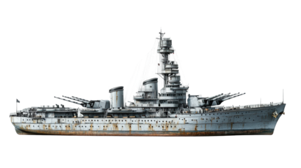 Historic battleship in dry dock maritime museum naval history urban isolated on transparent background
