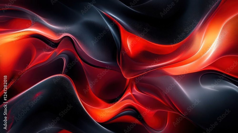 Poster dynamic red and black abstract flowing lines background illustration