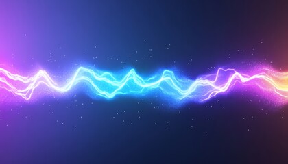 Vibrant electric wave pattern vibrates against a dark backdrop, showcasing energy movement