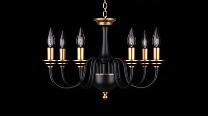 Elegant Black Crystal Chandelier with Gold Accents and Sparkling Light Fixtures