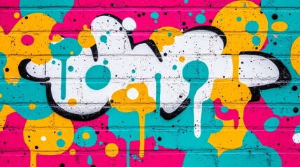 Vibrant Street Art: Chaotic Patterns of Paint on a Colorful Wall