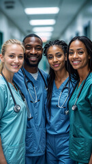 Diverse Group of Nurses Hospital Ward Staff Professional Medical Team Portrait Smiling Colleagues Healthcare Workers Healthcare Concept Healthcare Specialists.
