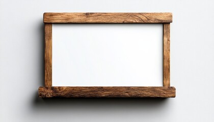 Fototapeta premium Blank wooden frame set against a neutral backdrop, perfect for showcasing art or messages