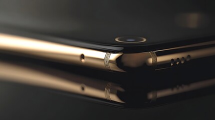 Elegant Gold Trimmed Smartphone Detail Closeup