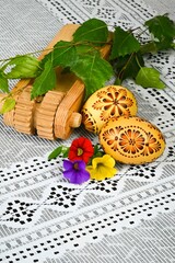 Easter, spring holiday - beautiful colorful Easter eggs, Czech home tradition of decorating with...