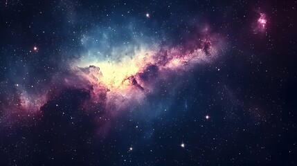 Cosmic Nebula Displays Vibrant Hues And Stars
