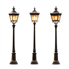 Vintage Lamp Post Set Isolated on white Background