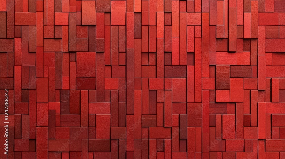 Poster A seamless arrangement of red bricks creates a contemporary texture with variations in size and shade. This design exudes a clean aesthetic, perfect for various backgrounds