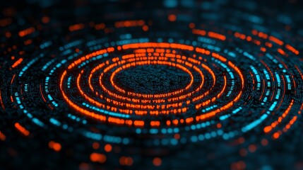 Hologram Display Showing Circular Digital Patterns with Bright Neon Colors