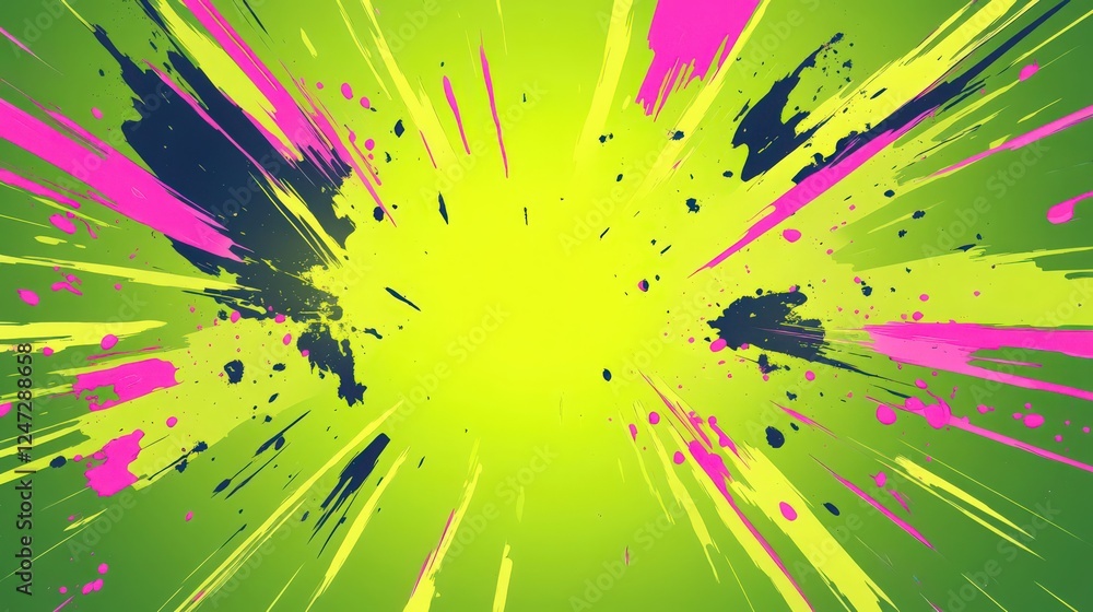 Poster colorful abstract explosion background with splatter effects and dynamic lines