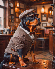 super cute dogs fashion victims &ndash; Rottweiler wearing 1920s suit