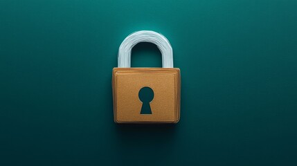 Creative Paper Craft Illustrating a Concept of a Secure Lock on a Green Background