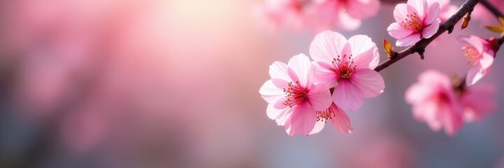 Delicate pink cherry blossoms, soft focus background, pastel, bloom, springtime