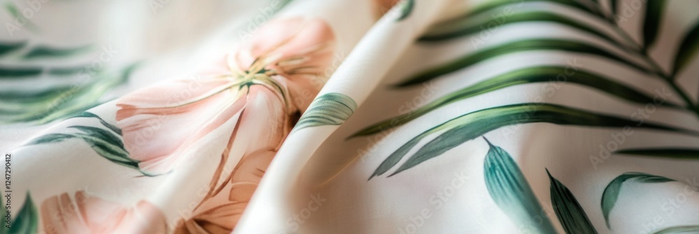 Aufkleber summer fabrics with tropical patterns feature lush greenery and floral designs for vibrant seasonal 