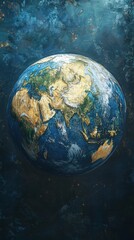 Artistic Depiction Of Earth From Space Showing Continents And Oceans