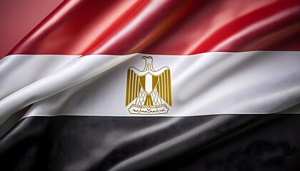 Vibrant Egypt flag waving with luxurious satin texture - Patriotic and cultural symbol